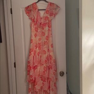 Lulu’s Alison Pink Floral Ruffle Dress size medium